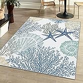 Tritard Coastal Area Rugs Nautical Beach Themed Non-Slip Machine Washable Rugs Modern Floor Carpet for Living Room Bedroom, 4