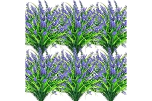 Der Rose 24 Bundles Artificial Flowers for Outdoors Fake Lavender Flowers UV Resistant Faux Plants Monkey Grass for Garden Po