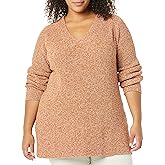 Goodthreads Women's Cotton Half-Cardigan Stitch Deep V-Neck Sweater Sweater