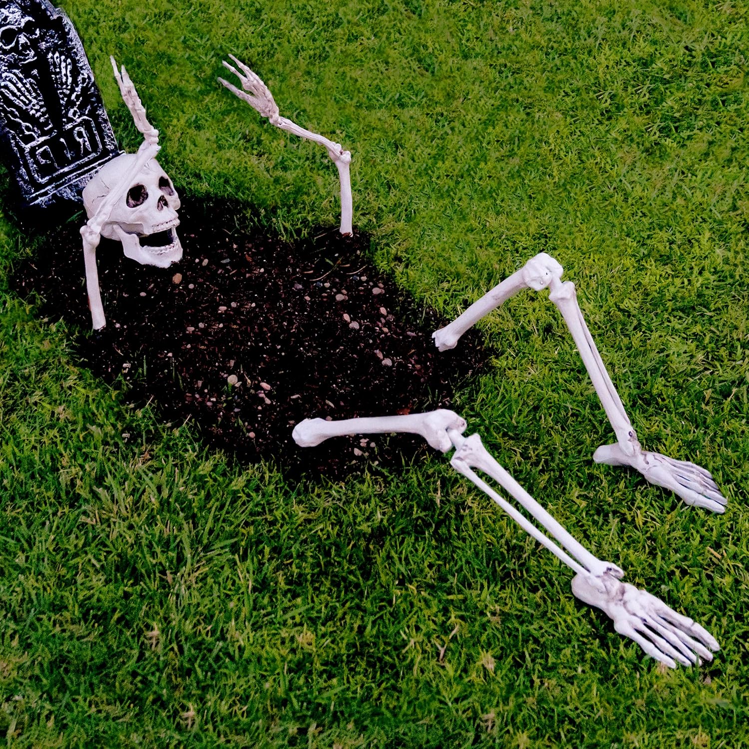 Decorative Garden Stakes - Skeleton Stakes for Outdoor Yard Halloween Decorations - Life-Sized Groundbreaker Skeleton in Front Lawn Garden