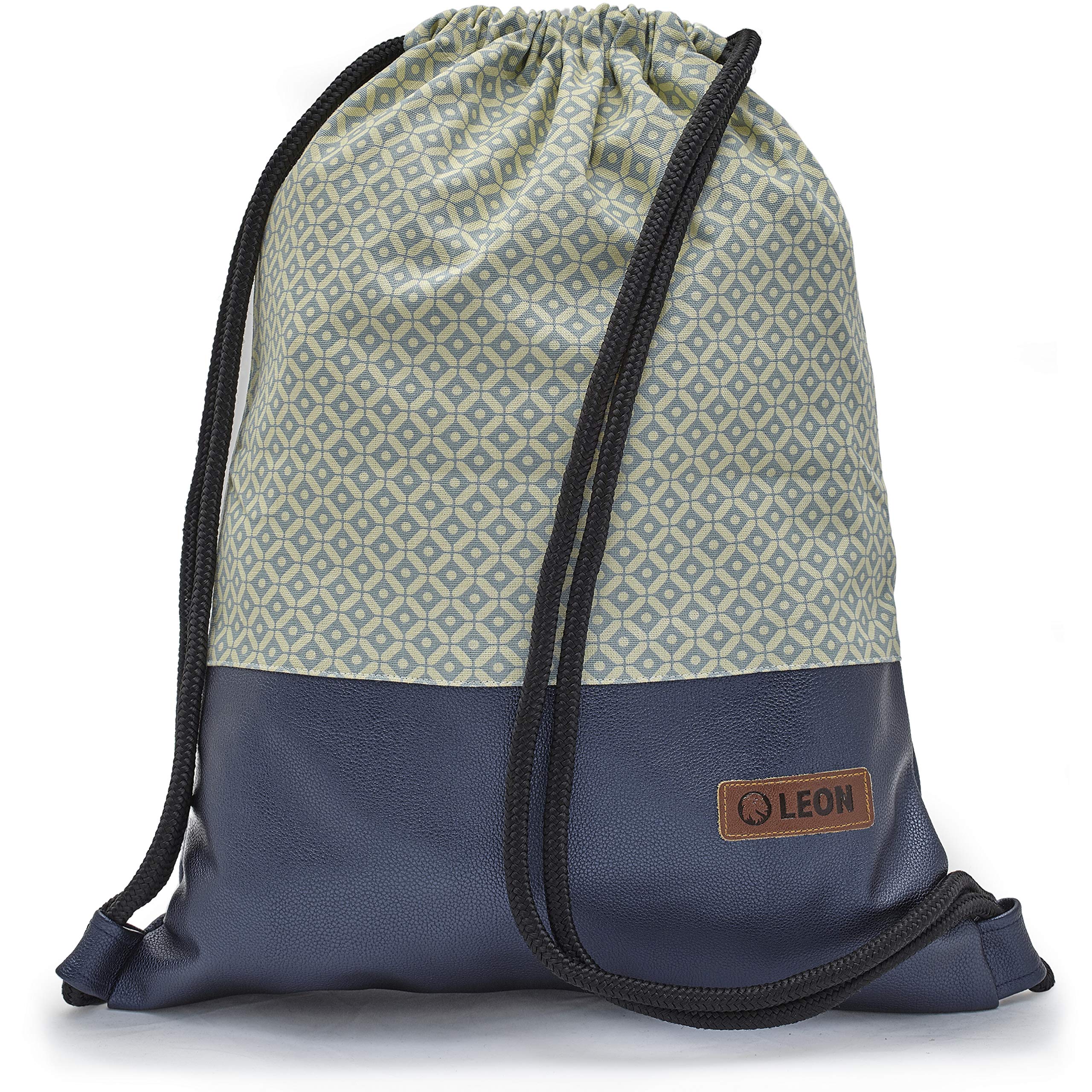 By Bers LEON Gym Bag with Inner Pockets Zip Backpack Bag Women Men Teenager Gym Bag Gym Bag, Checked blue_metallicpu, One size