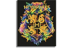 CRAFTHUB Harry Potter Diamond Art – Hogwarts Crest – Fine Oddities – 5D Diamond Painting Kit & Tools – with Big Trays & Light Pens – Officially Licensed Merchandise – 19.7' x 23.6"