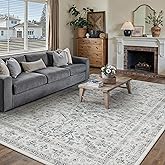 PureCozy Blue 6x9 Area Rug Vintage Washable Living Room Carpet Non Slip Bedroom Indoor Office Low Pile Large Traditional Distressed Retro Accent Rug for Dining Room Bathroom Kitchen