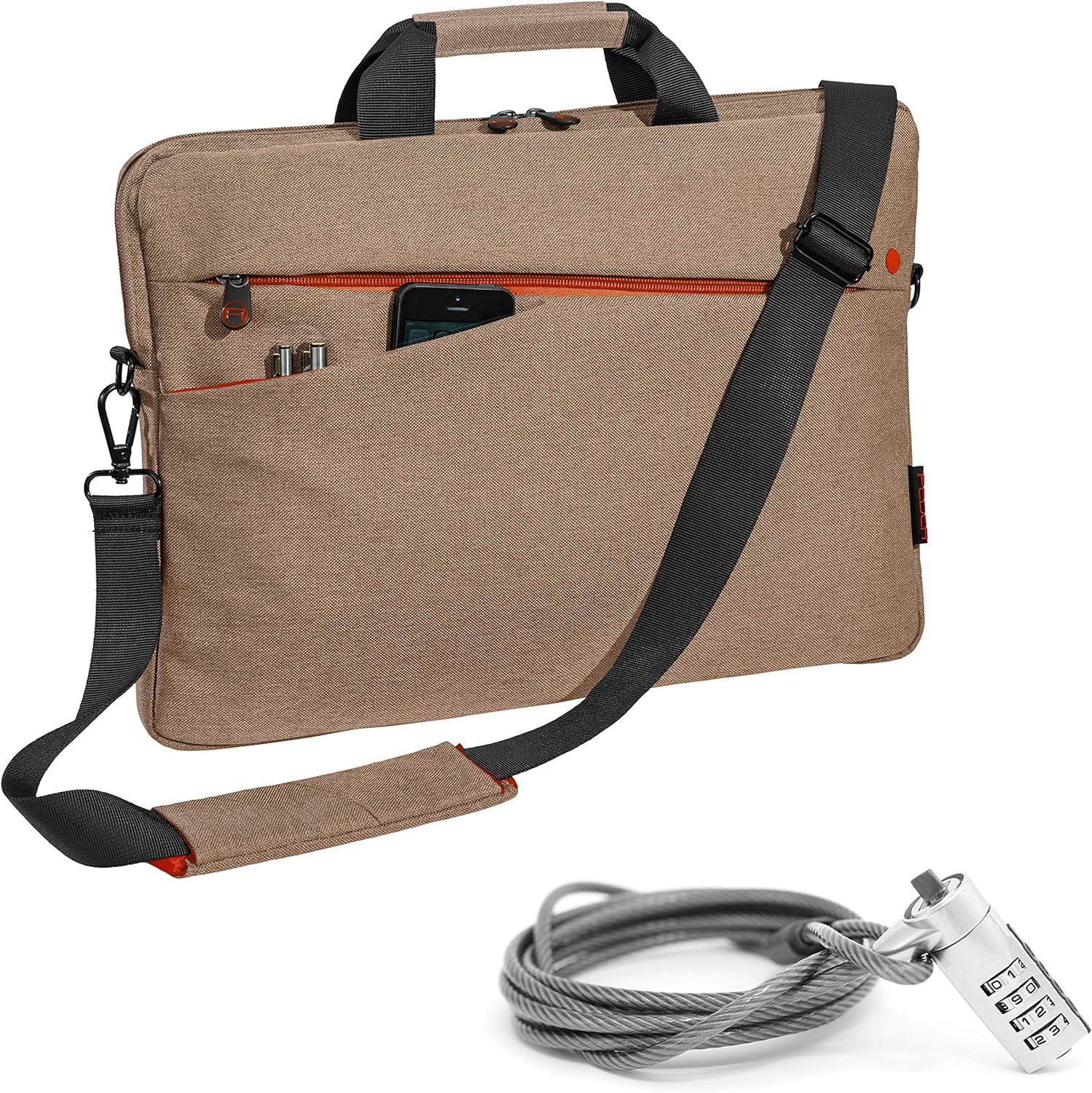 PEDEA Laptop Bag Fashion Bag for notebooks with Screens up to 15.6 inches (39.6 cm); Shoulder Bag with Shoulder Strap incl. Notebook Lock, Beige