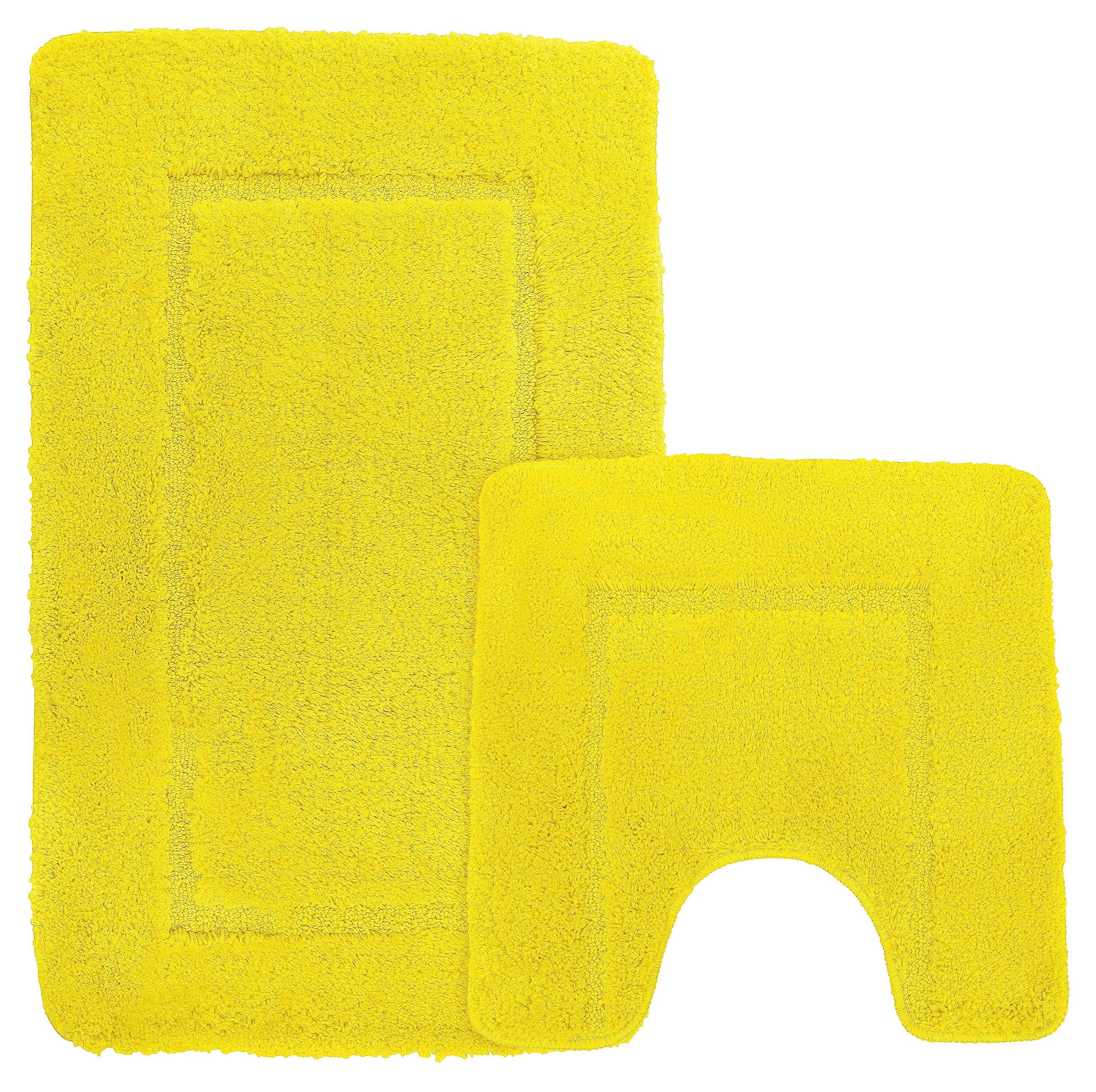 Velosso Super Soft Microfibre High Density Bath Mat Pedestal Mat Set Anti Slip Super Absorbent (Yellow)