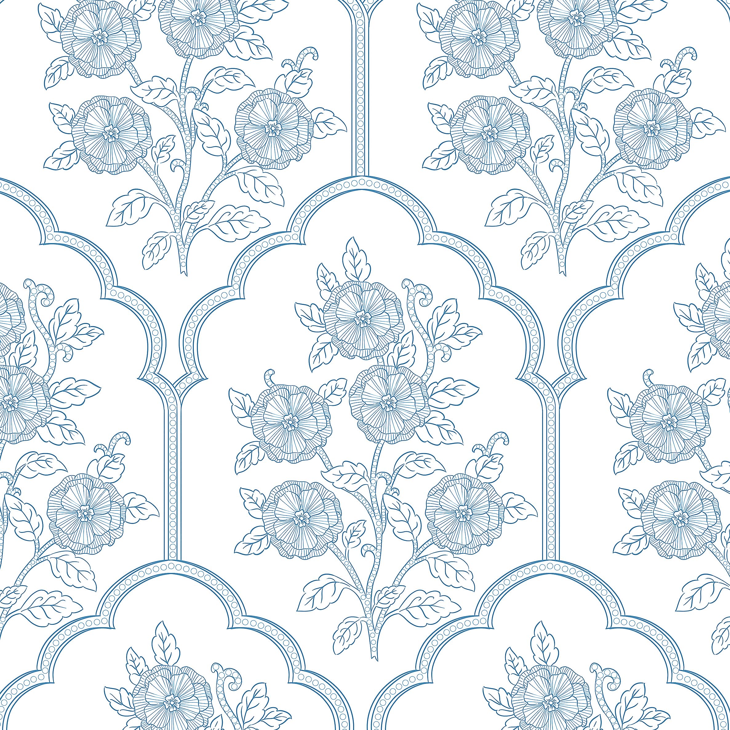 Photo 1 of Safiyya 118"x17.3" Peel and Stick Wallpaper Blue and White Contact Paper Floral Wall Paper Self Adhesive Removable Wallpaper for Bedroom Covering Vinyl Rolls