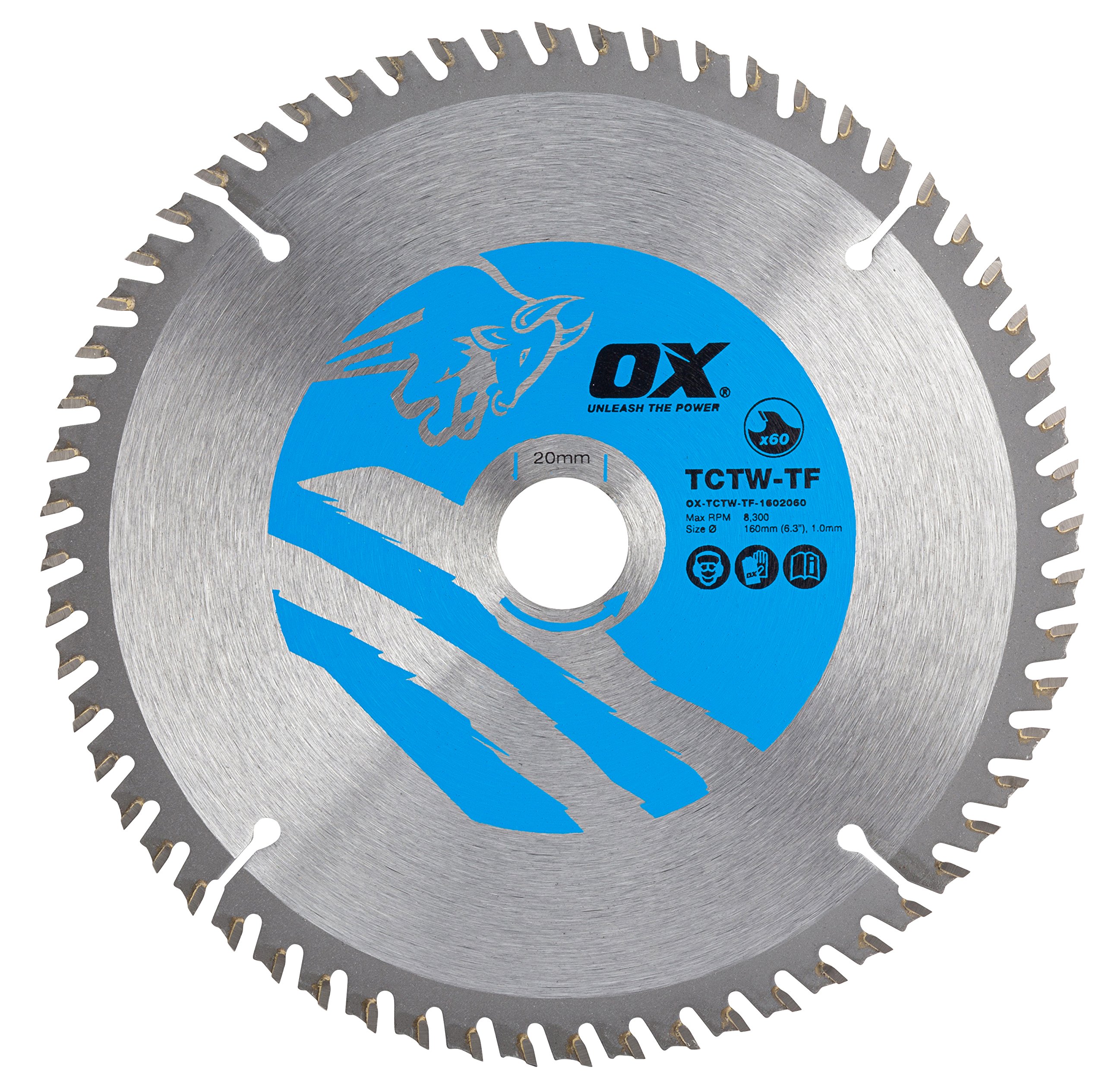 OX Wood Cutting Thin Kerf Circular Saw Blade 160/20mm, 60 Teeth ATB