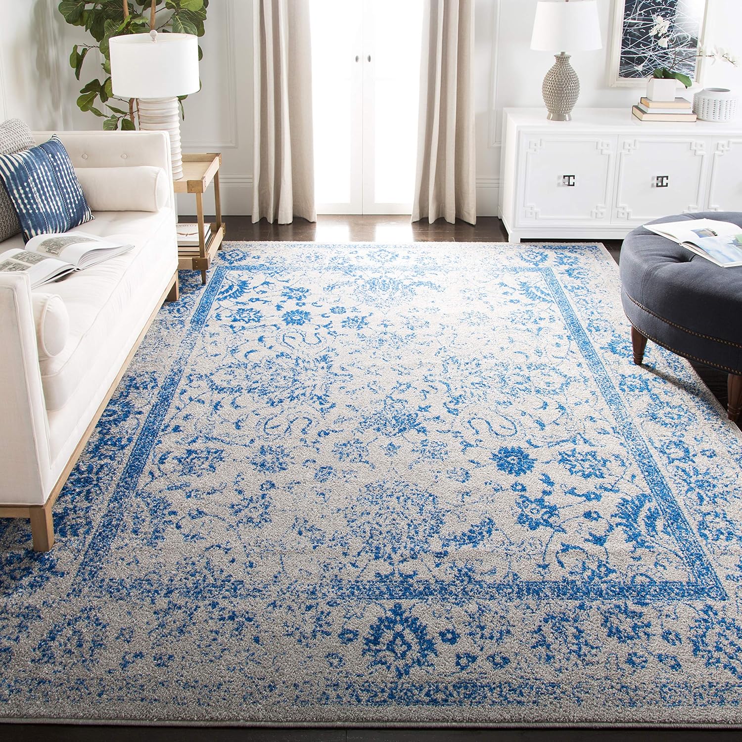 Safavieh Adirondack Collection Grey and Blue Oriental Vintage Distressed Area Rug (8' x 10')