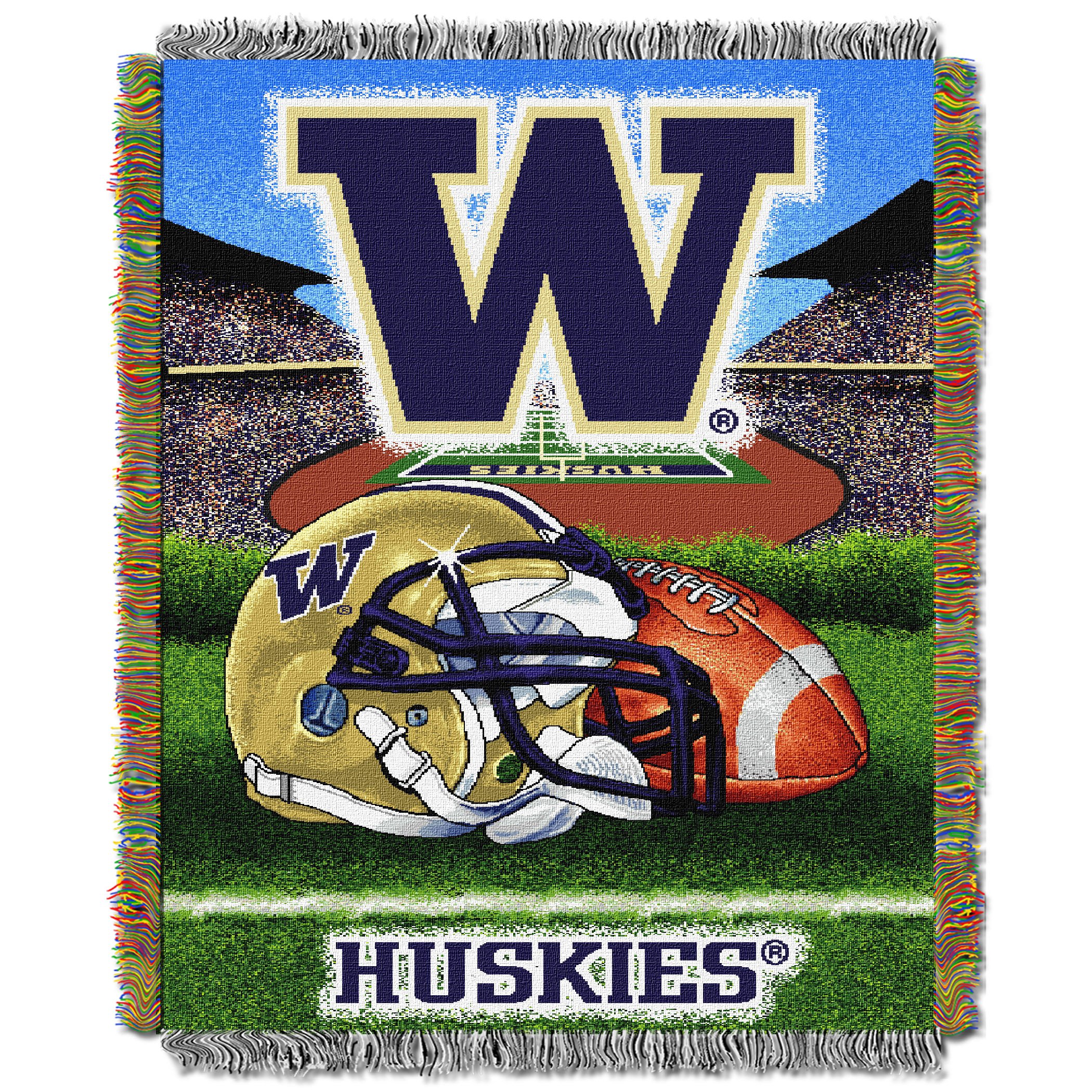 NORTHWEST NCAA Washington Huskies Woven Tapestry Throw Blanket, 48" x 60", Home Field Advantage
