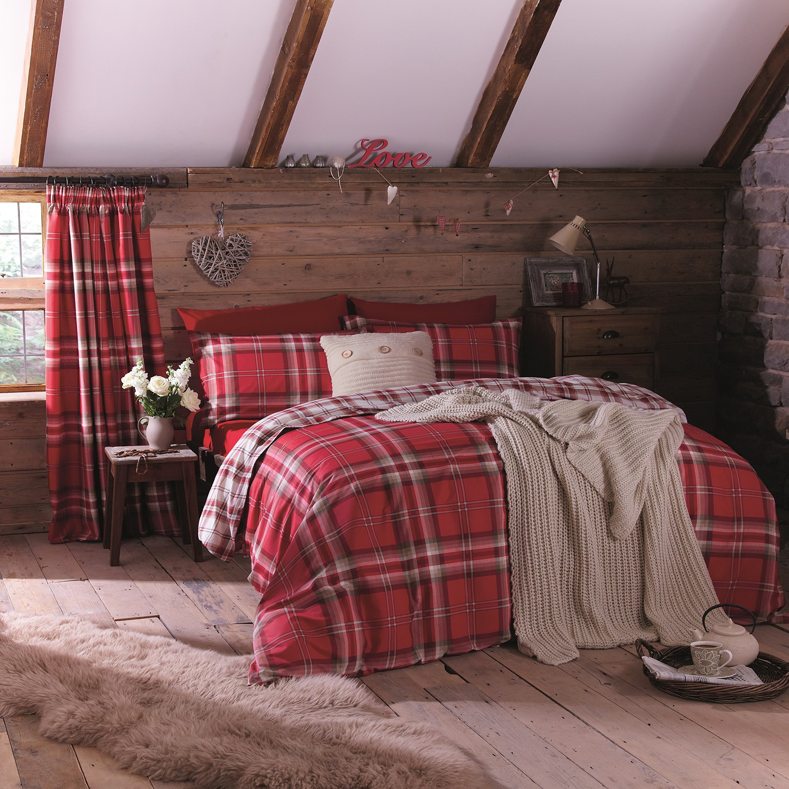 Catherine Lansfield Kelso Bedding Set Modern 280x230x1 cm red