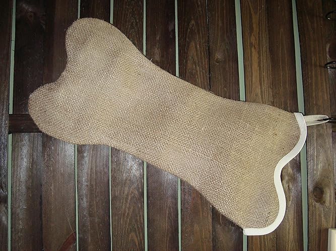 Burlap Dog Bone Christmas Stocking Stocking With Chalkboard Tag