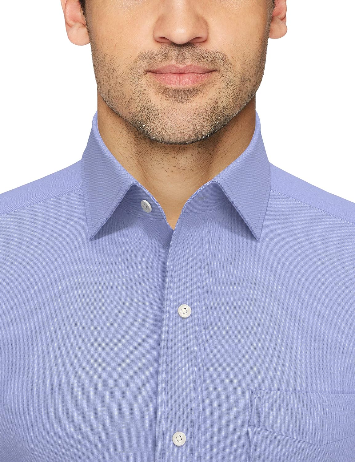  Brand - Buttoned Down Men's Tailored-Fit Spread Collar Pinpoint Non-Iron Dress Shirt With Pocket, Blue, 18" Neck 34" Sleeve (Big and Tall): Clothing