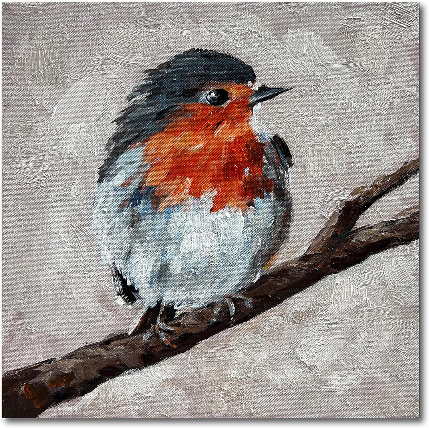 Paintings - Limiyer Art Hand-Painted Colorful Bird Painting Modern Abstract Oil Painting Wall Art Home Decor Painting 12x12 Inch