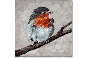 Limiyer Art Hand-Painted Colorful Bird Painting Modern Abstract Oil Painting Wall Art Home Decor Painting 12x12 Inch
