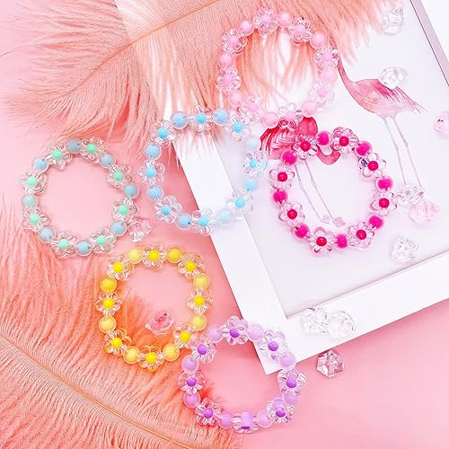 Pink Cute Bracelets Amazon 3Pcs/set Colorful Ball Heart Beaded