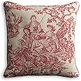 Maison d' Hermine Decorative Pillow Cover 100% Cotton 18 Inch x 18 Inch Toile Washable Cushion Covers with Invisible Zipper for Sofa, Couch, Bedroom, Home, The Miller - Red - Spring/Summer
