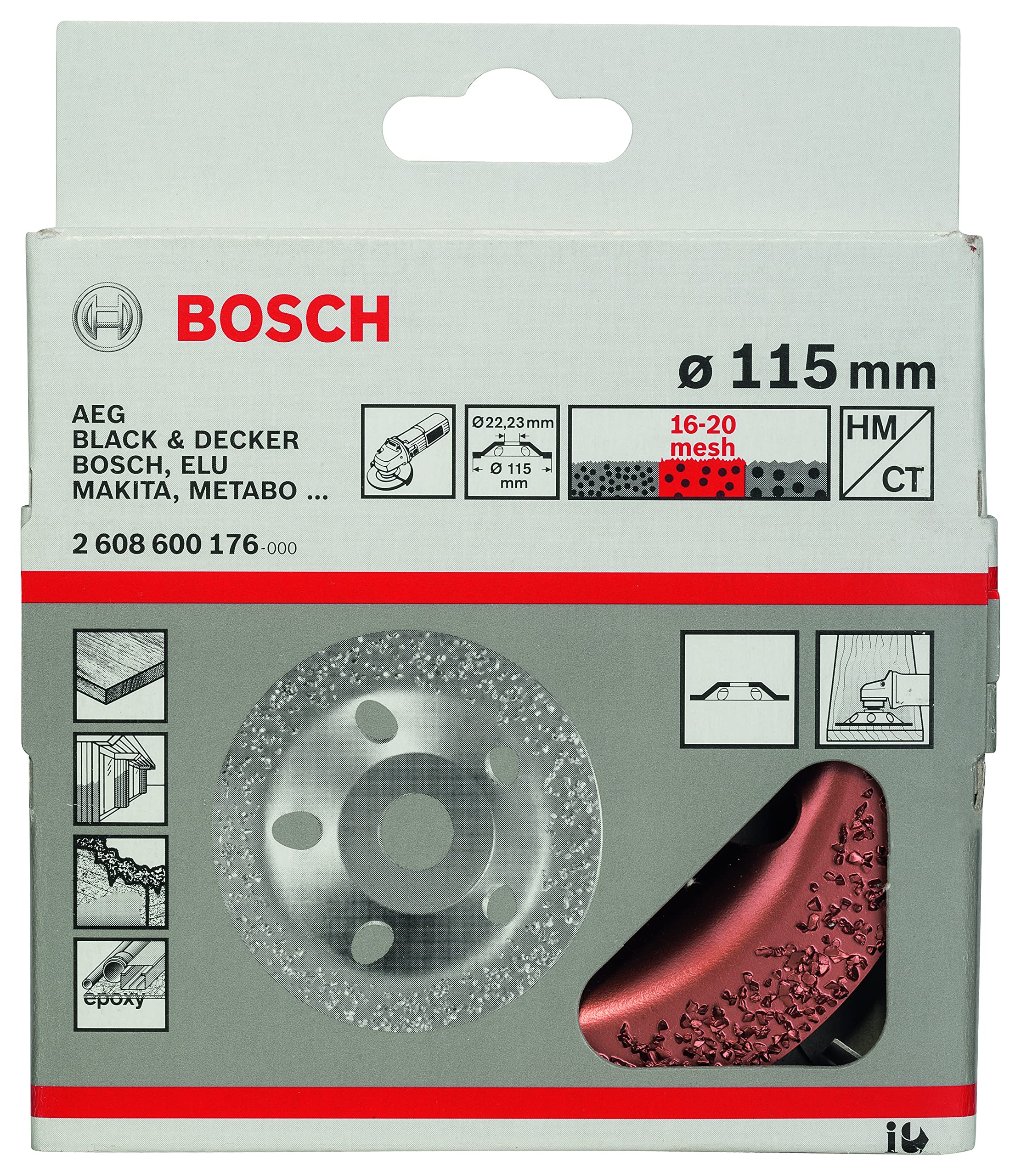 Bosch Accessories 2608600176 Hard Metal Cutting Disc Medium/Flat, Bronze, 115 mm