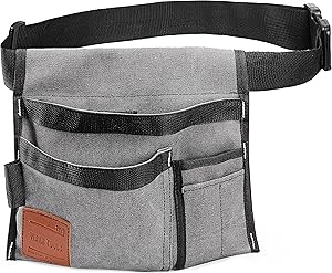 VIDAR TOOLS 6-Pocket Single Side Tool Belt Pouch/Utility Belt/Work Apron for Carpenter and Gardener.Durable Canvas Construction.Comfortable Adjustable Belt.Light Weight.Grey.
