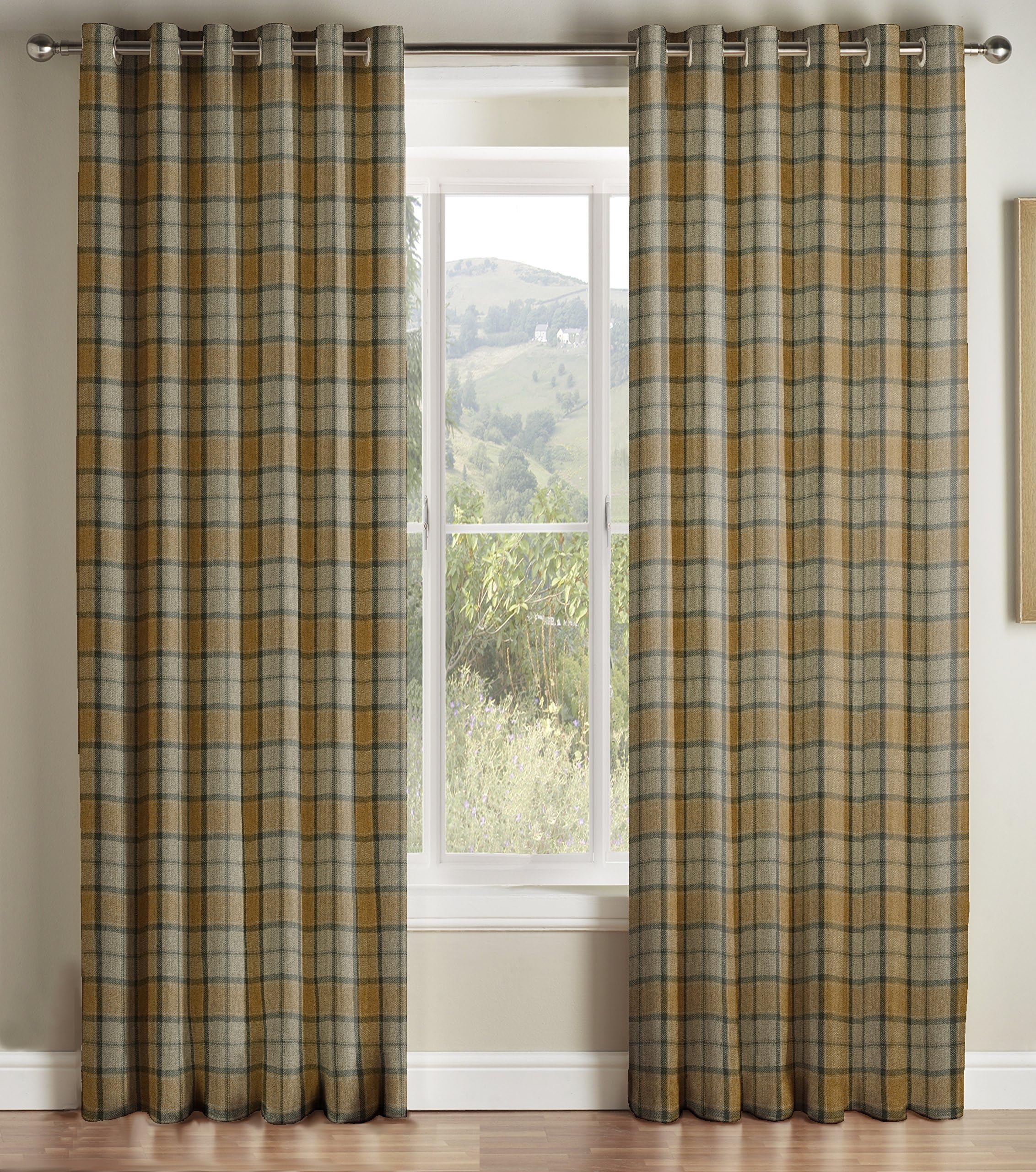 Montgomery Brae Mustard Lined RMC Curtain 168 cm x 229 cm, Polyester, 40 x 30 x 15 cm