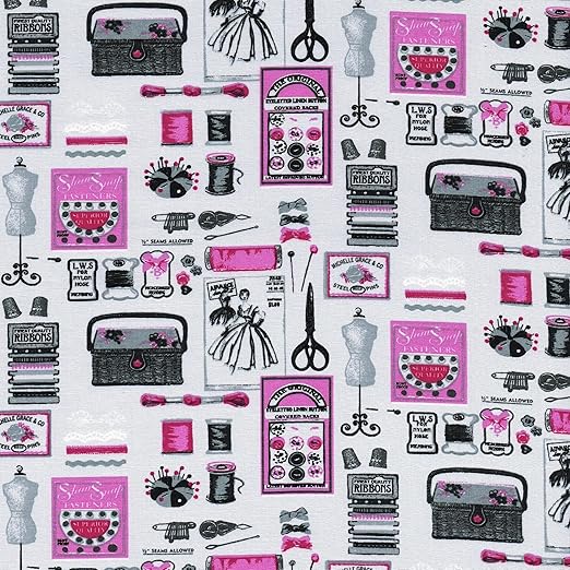 Tela Mercería - gris, rosa y negro (Colección ABANICOS - gris) - 100% algodón suave | ancho: 140cm (1 metro): Amazon.es: Hogar