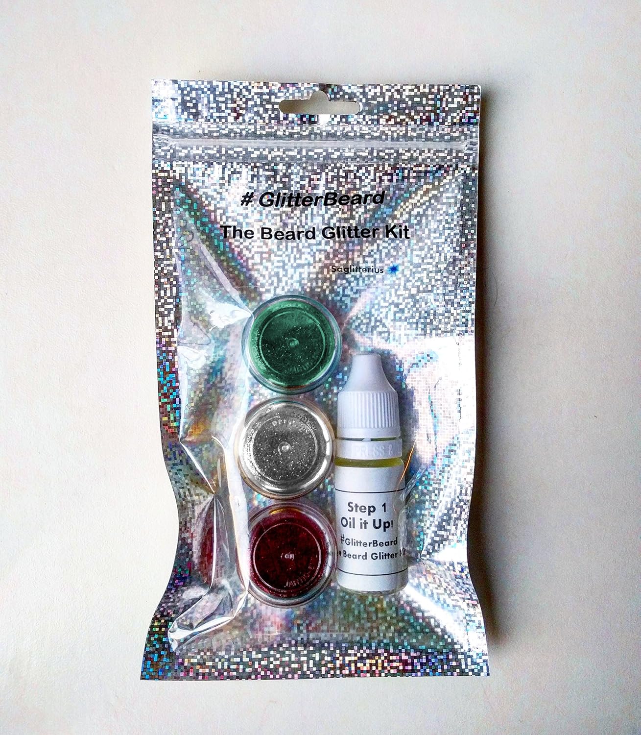 Glitterbeard, 3 COLOUR SET Beard Glitter Kit, Beard Oil + Glitter
