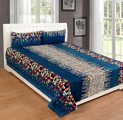 Ashu Decor Microfiber 3D Printed Double Bedsheet(1 Double bed sheet with 2 pillow covers, Multicolor