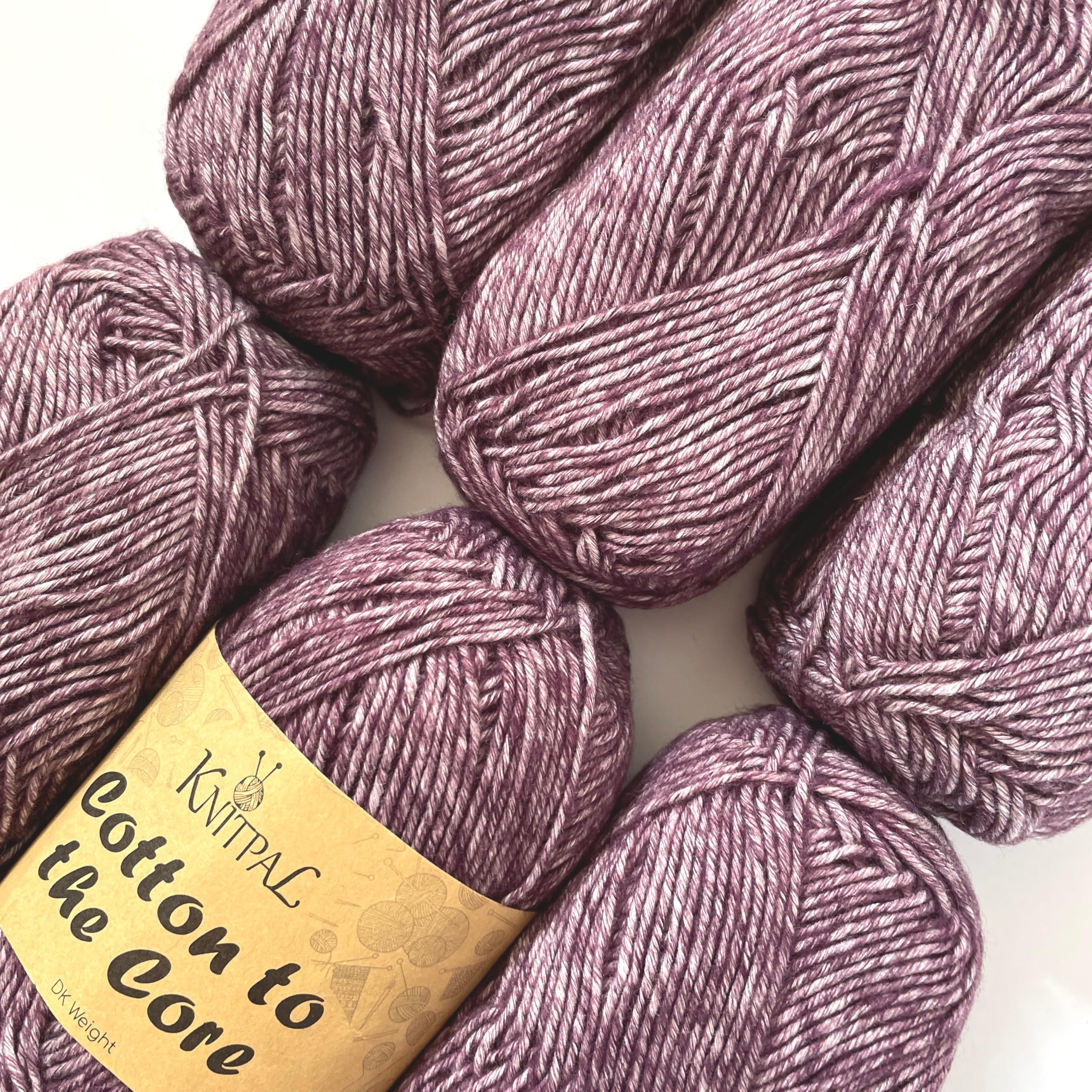Cotton to the Core Knit & Crochet Yarn, Soft for Babies, 6 skeins, 780 metres/300 Grams, DK Light Worsted Gauge 3, Machine Wash (Eggplant Purple)