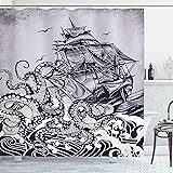 Ambesonne Nautical Shower Curtain, Coastal Nature