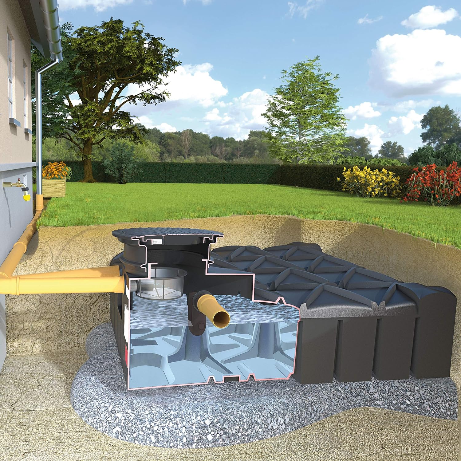 Filter mit Zubehör REGENTA Regenwassertank Flachtank Zisterne 3000