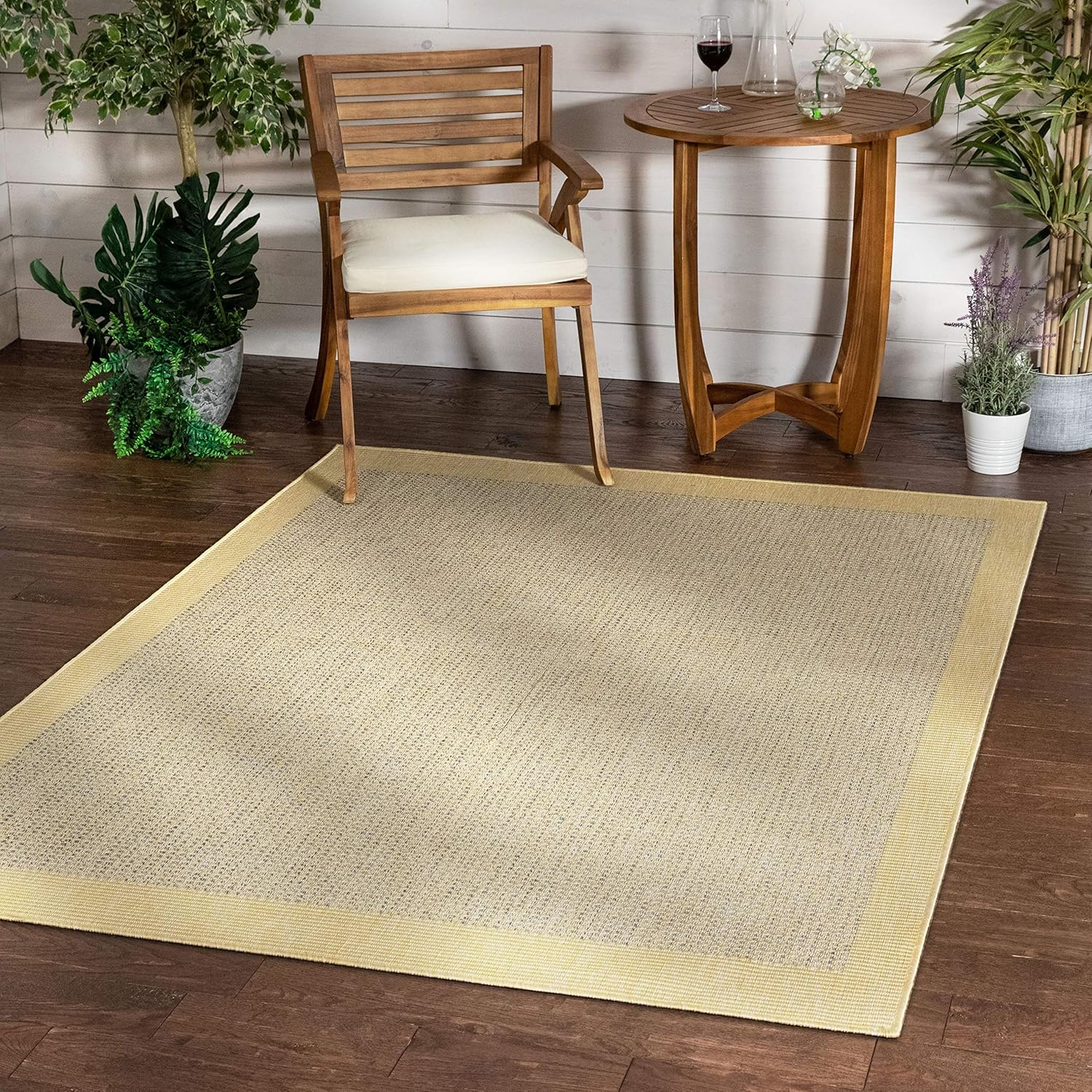 Well Woven Woden Bright Yellow Indoor/Outdoor Flat Weave