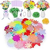 Toyly DIY Fabric Flower Bouquet Toy Accessories with 2 White Vases - Flower Market Toy Fitting Set - Arts & Crafts Toy