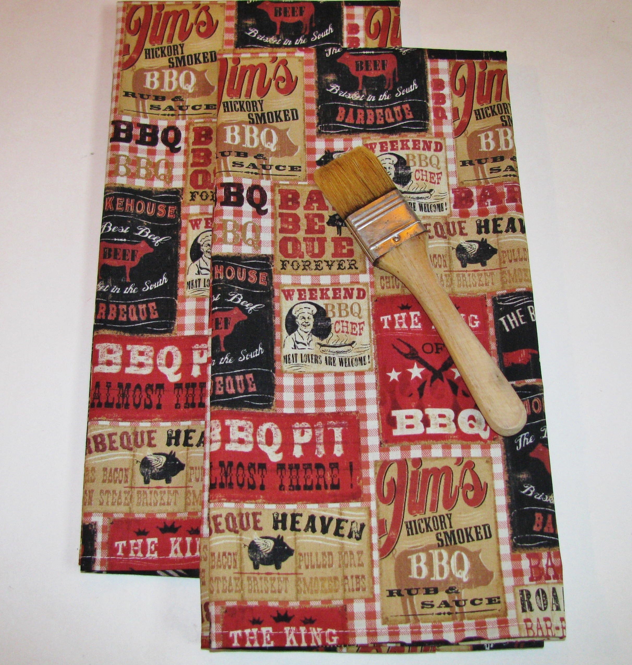 BBQ Print Decorative Kitchen Towels (Set of 2) Lightweight Dish Towels 100% Cotton Wash/Dry 28" x 18" Grilling Cookout Patio Design