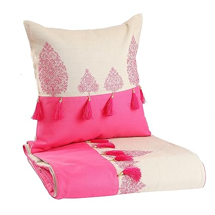 MGB Pink butti Bed runner and cushion set