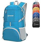 ZOMAKE Lightweight Packable Backpack 35L, Light Foldable Backpacks Water Resistant Collapsible Hiking Bag, Compact Folding Day Pack for Travel Camping(Light Blue)