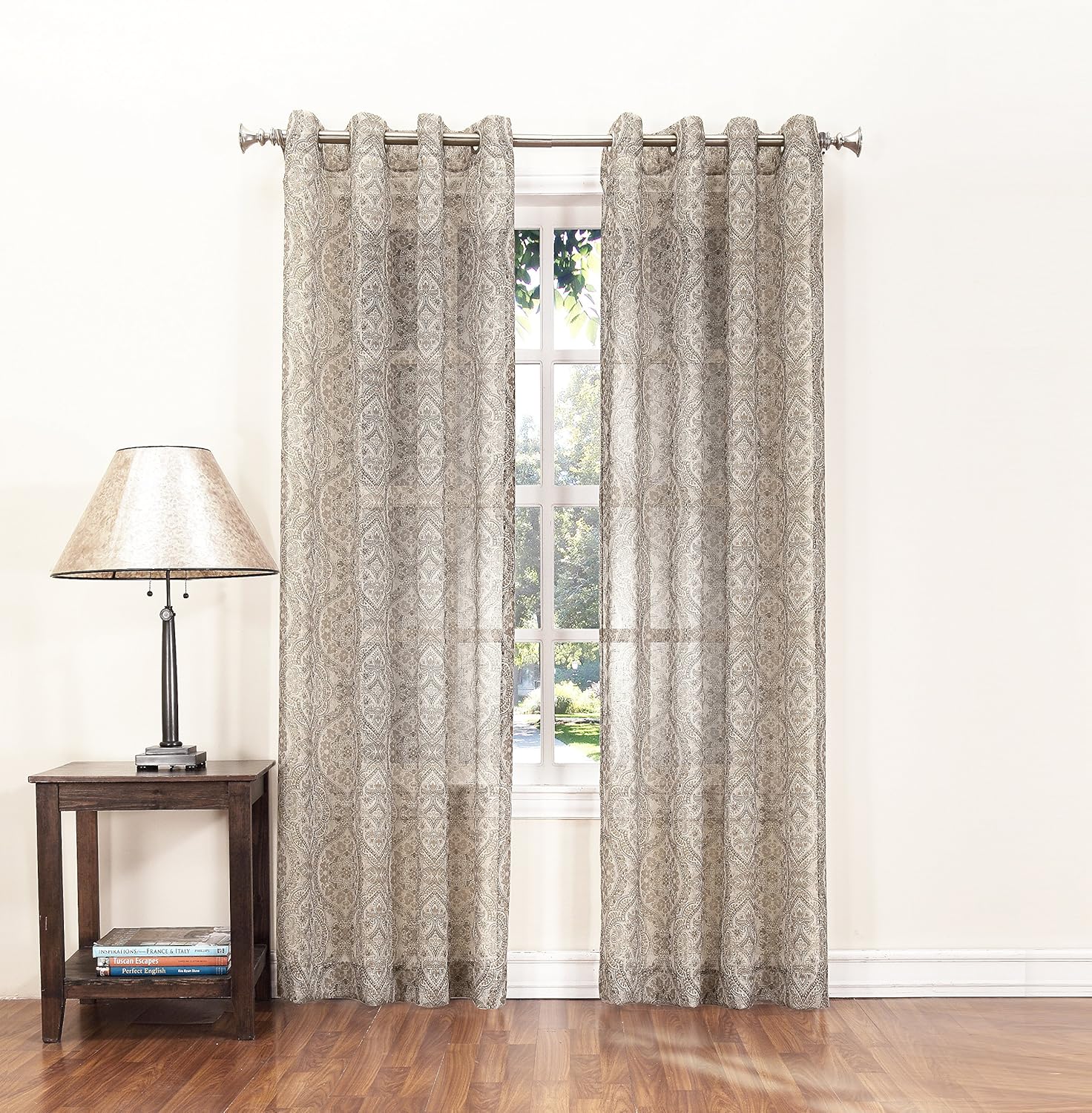 Buy No 918 Esme Printed Sheer Curtain Panel 52 By 63 Inch Linen