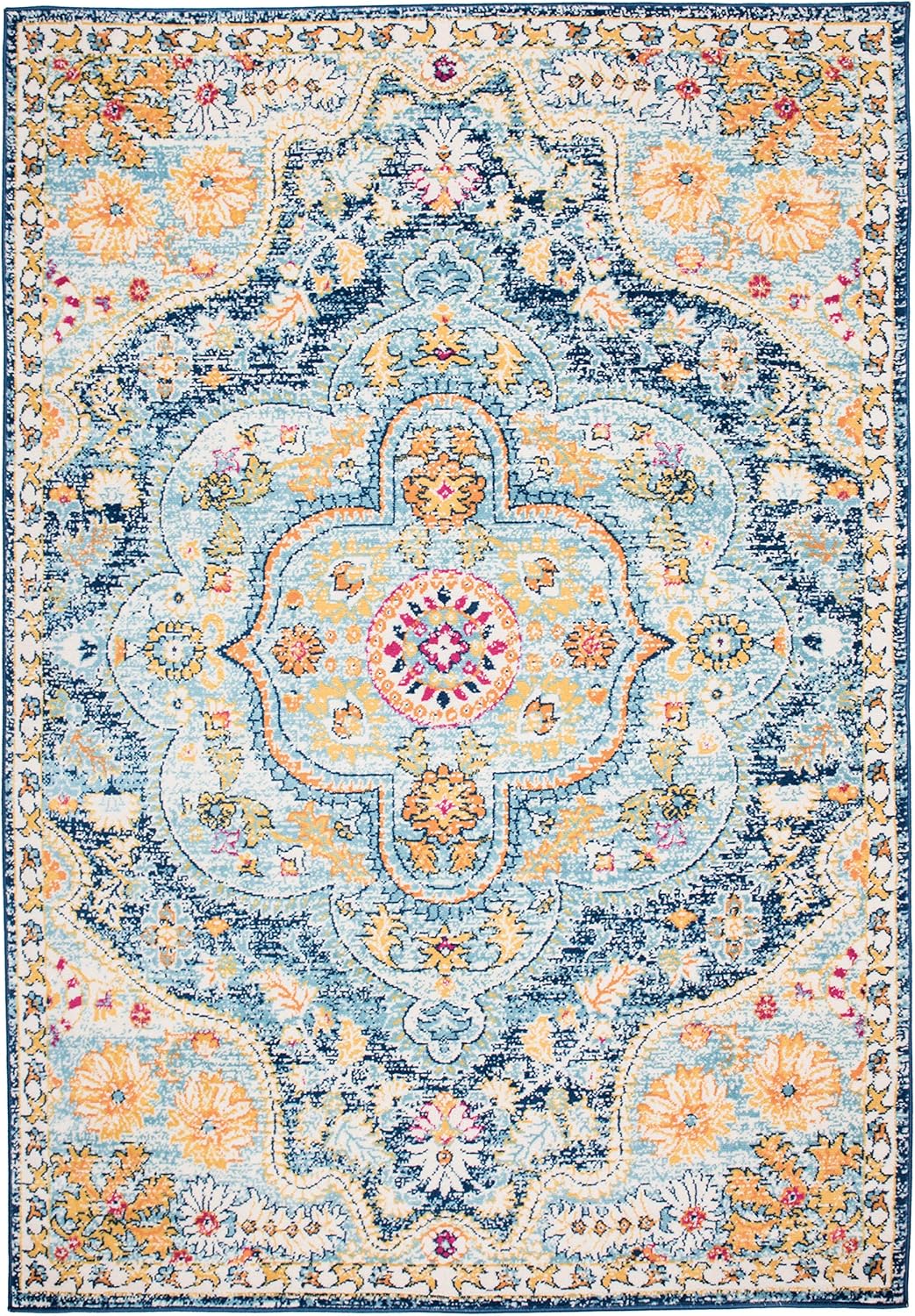 Rugshop Vintage Distressed Bohemian Area Rug 5' x 7' Multi: Furniture & Decor