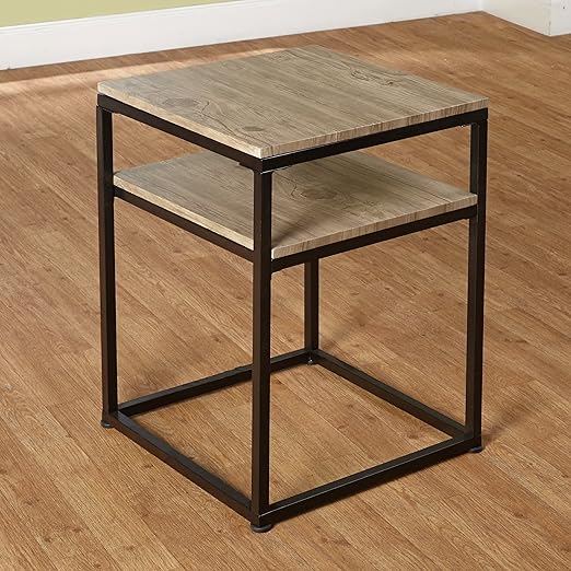 Amazon Com Target Marketing Systems Piazza Collection Modern Reclaimed Sleek End Table With Open Shelf Wood Metal Furniture Decor