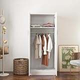 Panana 2 Door Wardrobe with Storage Shelf & Hanging Rail - White MDF view 5