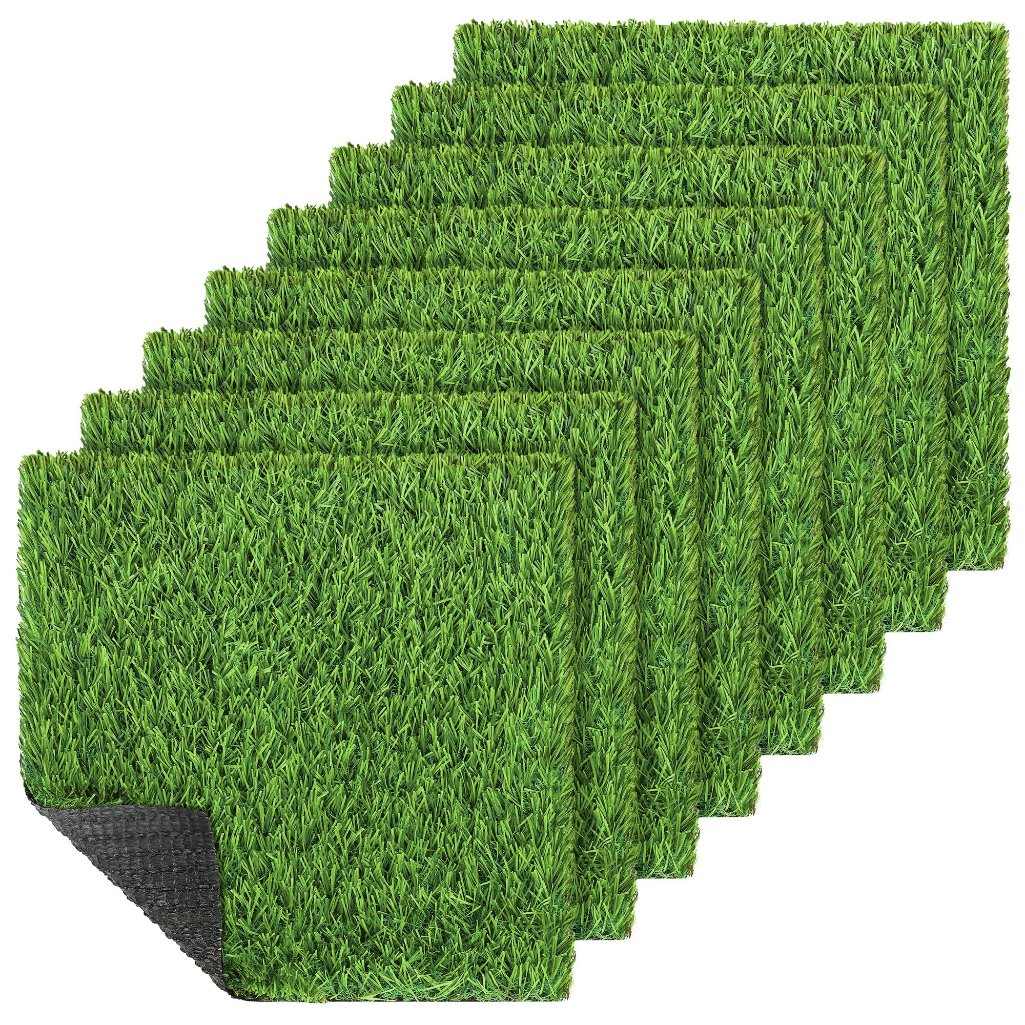 Photo 1 of Aodaer 8 Packs Artificial Grass Mat 12 x 12 Inch Squares Fake Grass Mat Synthetic Turf Patch Realistic Grass Rug Artificial Grass Tiles with Drain Hole for DIY Indoor Outdoor Decoration, Grass Green