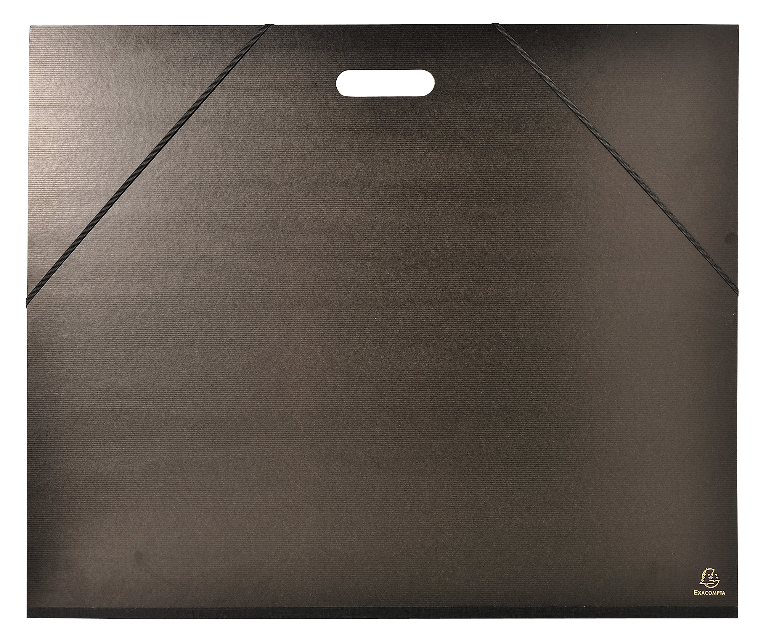 Exacompta - Ref 548900E - Kraft Portfolio with Elastic and Handle - 590 x 720mm in Size, Suitable for Documents Up To 500 x 650mm, Elastic Straps & Integrated Handle - Black