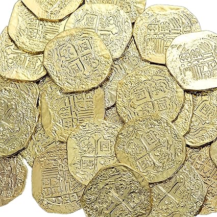 amazon com extra large metal pirate treasure coins 100 gold doubloon replicas toy pirate coins health personal care extra large metal pirate treasure coins 100 gold doubloon replicas toy pirate coins