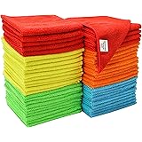 S&T INC. 968601 Microfiber Cleaning Cloths, Reusable and Lint-Free Towels for Home, Kitchen and Auto, 50 Pack, Assorted, Mult