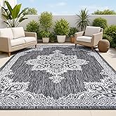 JONATHAN Y Vintage Medallion Indoor Outdoor Area Rug 5X8 Dark Gray/Cream, Arden Casual for Backyard, Patio, Porch, Easy-Clean