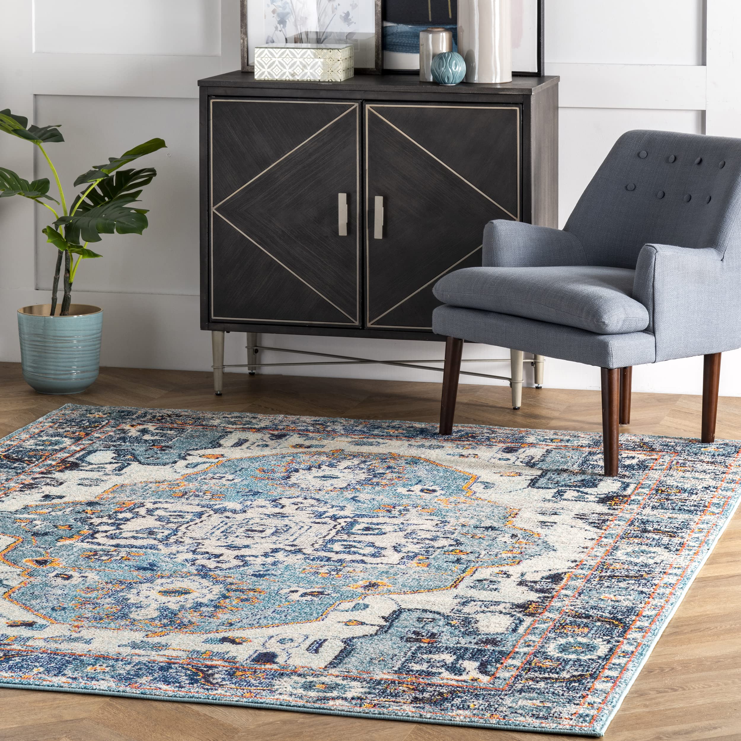 nuLOOM Corbett Vintage Bohemian Area Rug, 10x14, Blue Image
