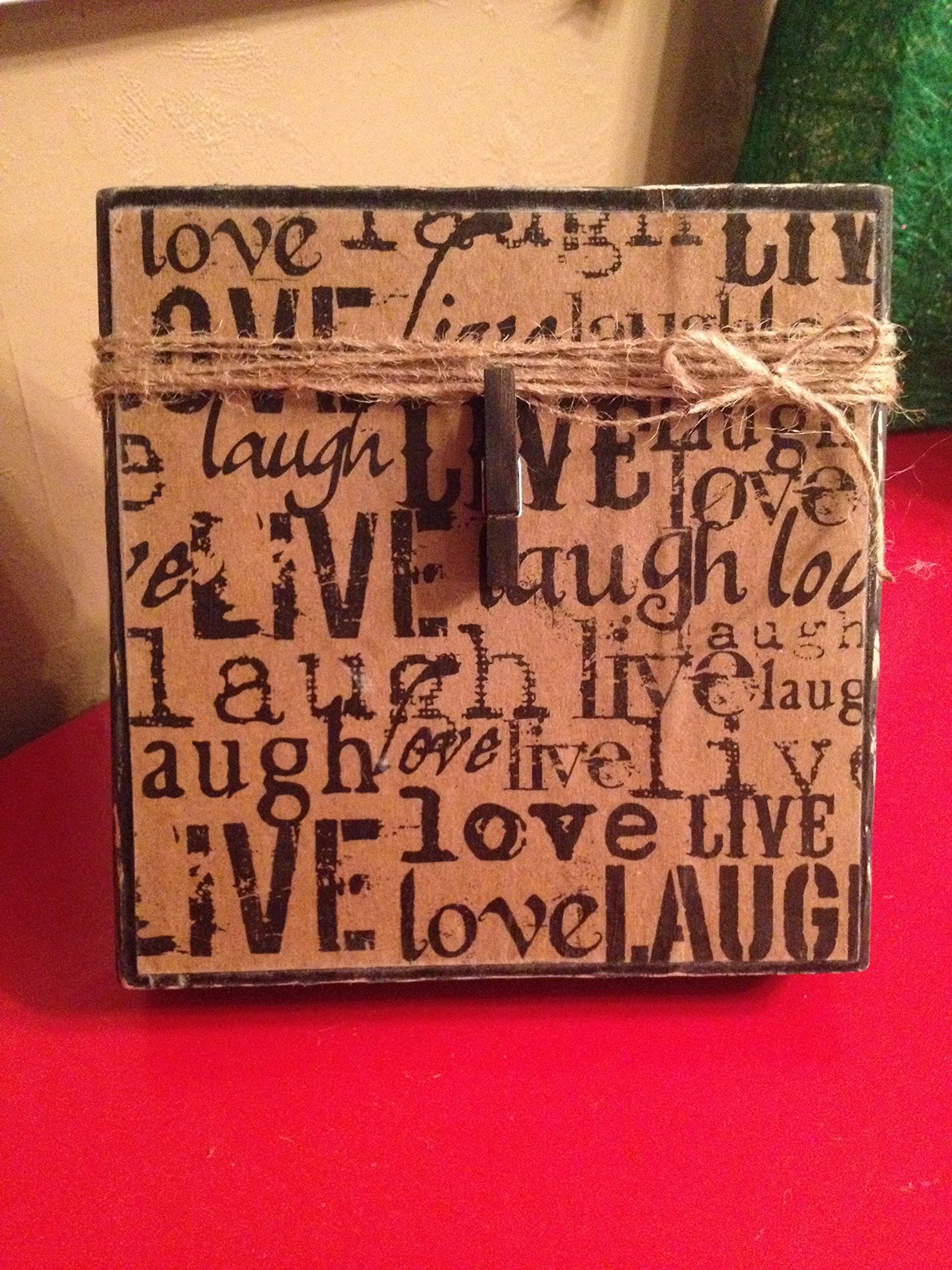 Rustic Live, Love, Laugh Wood Block Photo Holder Frame