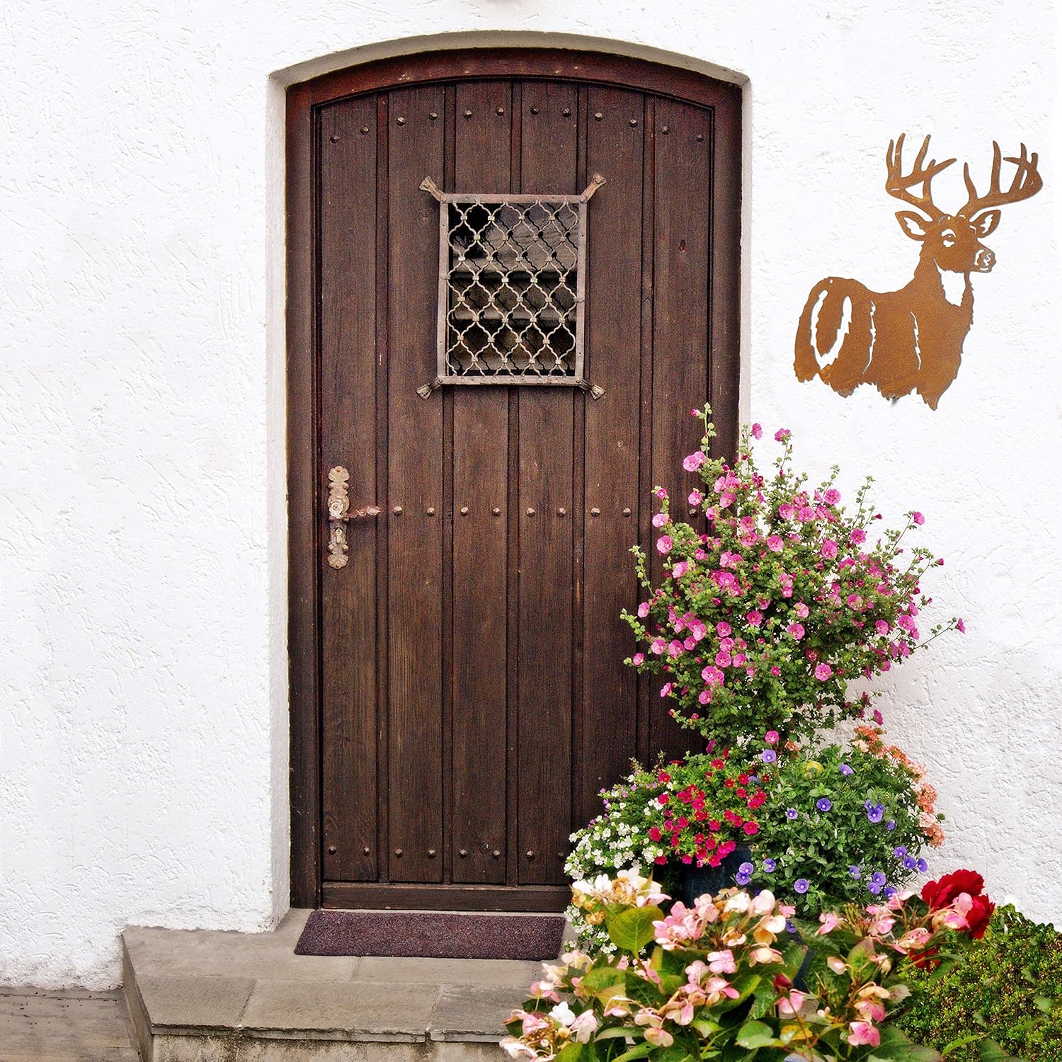 Gartendeko Wand Dekoration Hirsch Hirschkopf Zum Hangen Metall Rost Garten Verrostet Landhaus Deko 40cm X 66cm Amazon De Garten