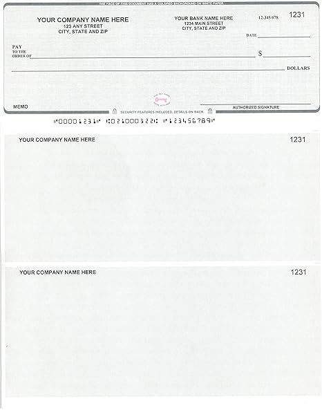 Blue Safety Computer Checks 250 Printed Laser Computer Voucher Checks Compatible for Quickbooks