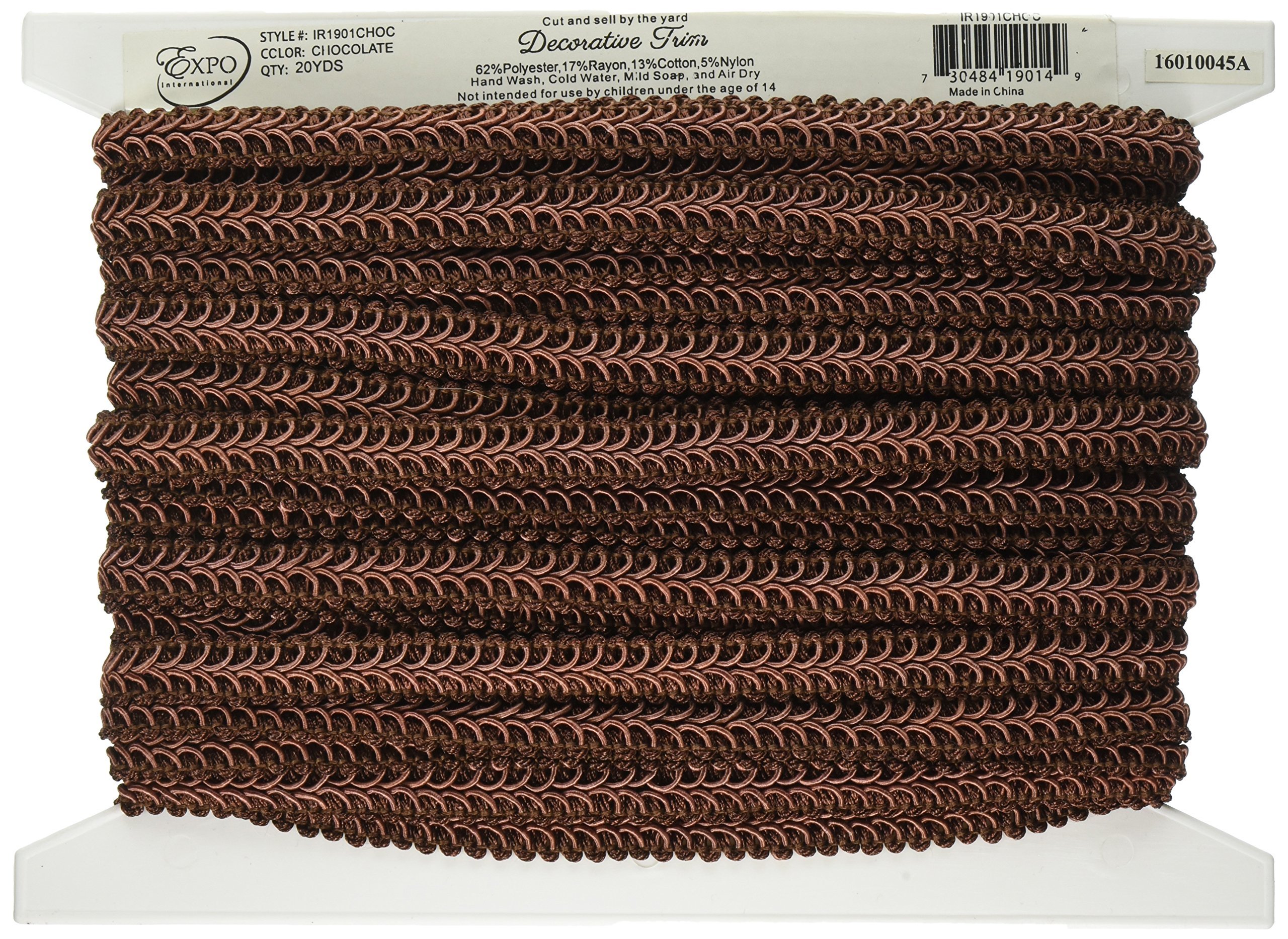 Trims by The Yard Alice Classic Woven Braid Trim, 1/2-Inch Versatile Trim for Sewing, Washable Decorative Trim for Costumes, Home Decor, Upholstery, 20-Yard Cut, Chocolate