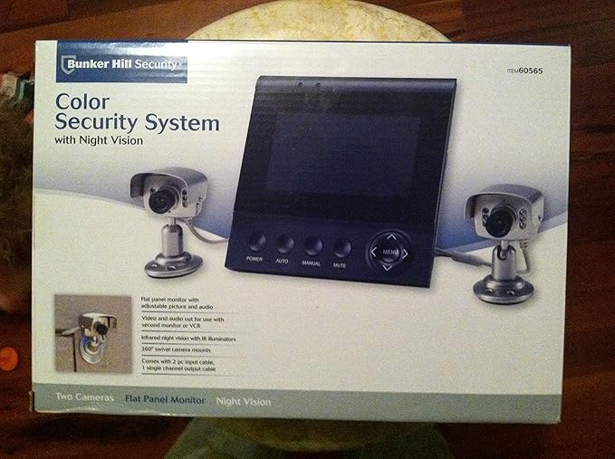 Amazon Com Color Security System With Two Infrared Night Vision Cameras And Flat Panel M Home Security Systems Camera Photo