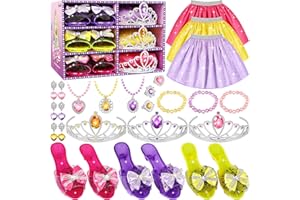 CUKU Princess Dress Up Toy Set - Complete Costumes, Jewelry & Accessories Gift Set for Girls Age 3-6